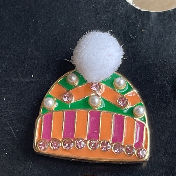 2 Pair Colorful Enamel Earrings Stud Winter Hat & Mittens Unbranded - Picture 4 of 5